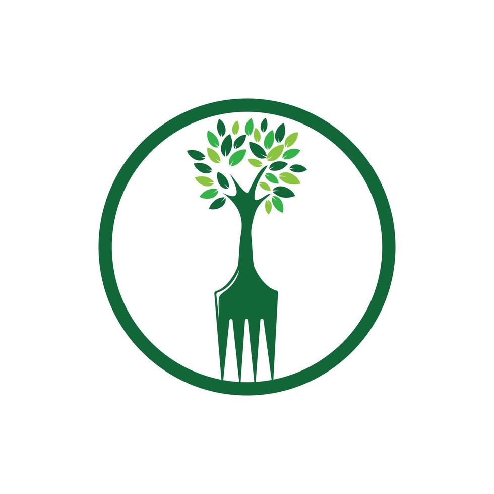 design de logotipo de vetor de árvore de garfo. conceito de logotipo de restaurante e agricultura.