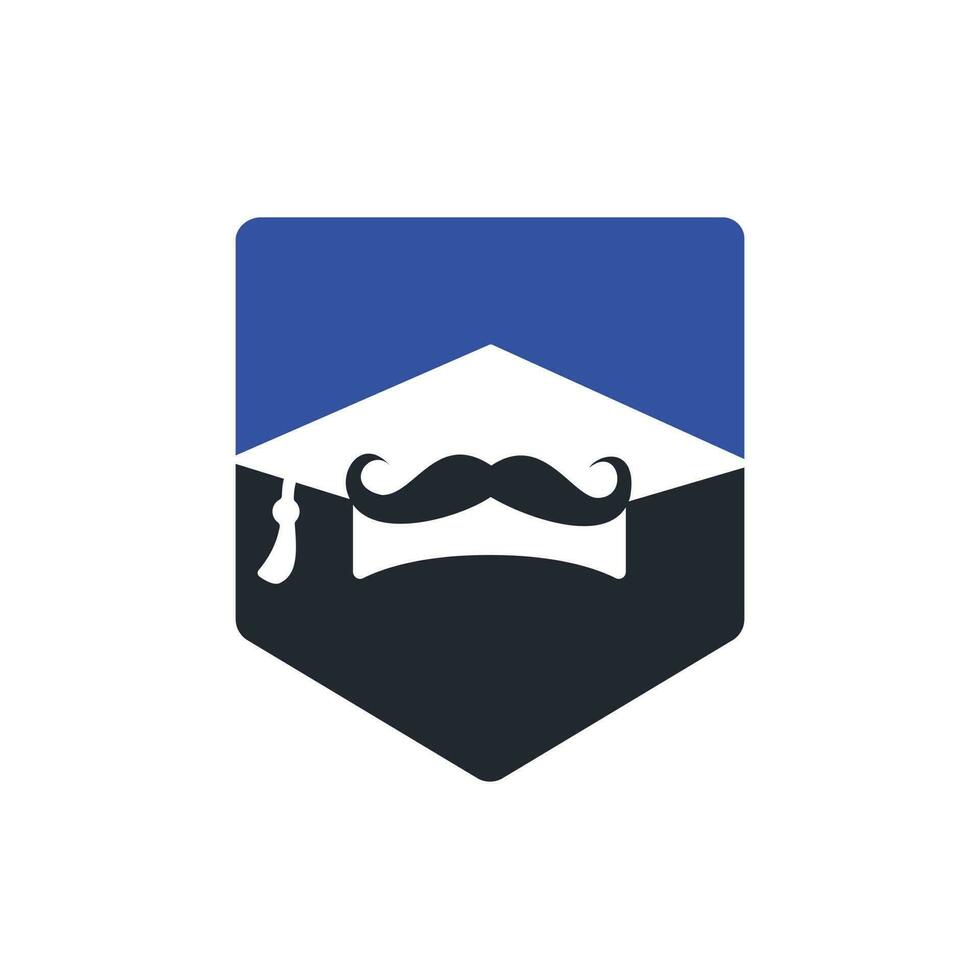 modelo de design de logotipo de educação forte. formatura de chapéu com design de ícone de bigode. vetor