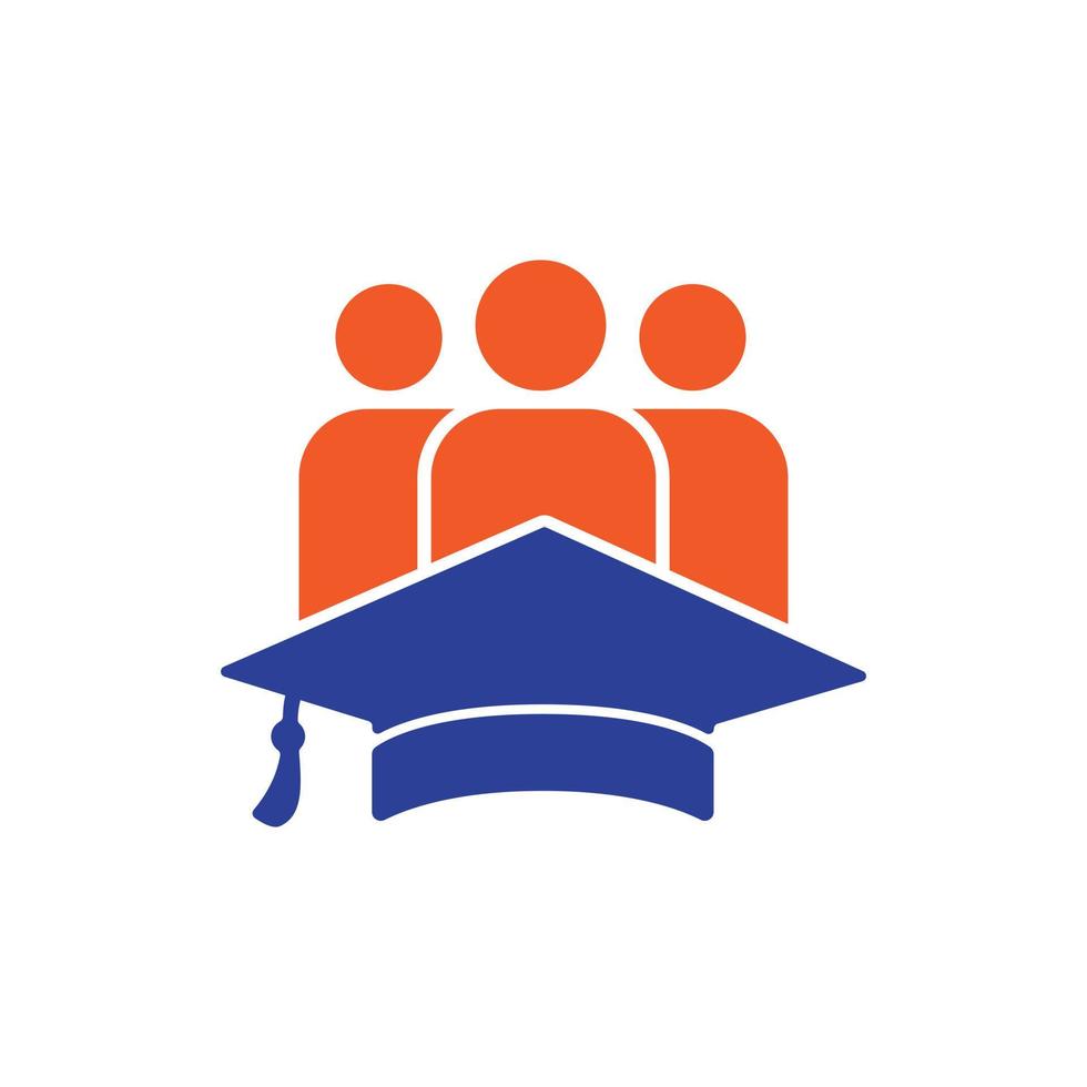 modelo de design de logotipo de vetor de pessoas de educação. chapéu de formatura e ícone de pessoas.