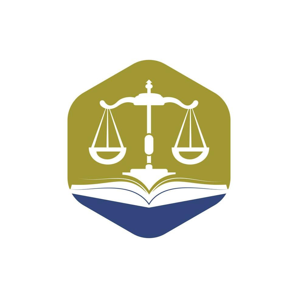 design de logotipo de educação em direito. vector libra e combinação de logotipo de livro aberto.