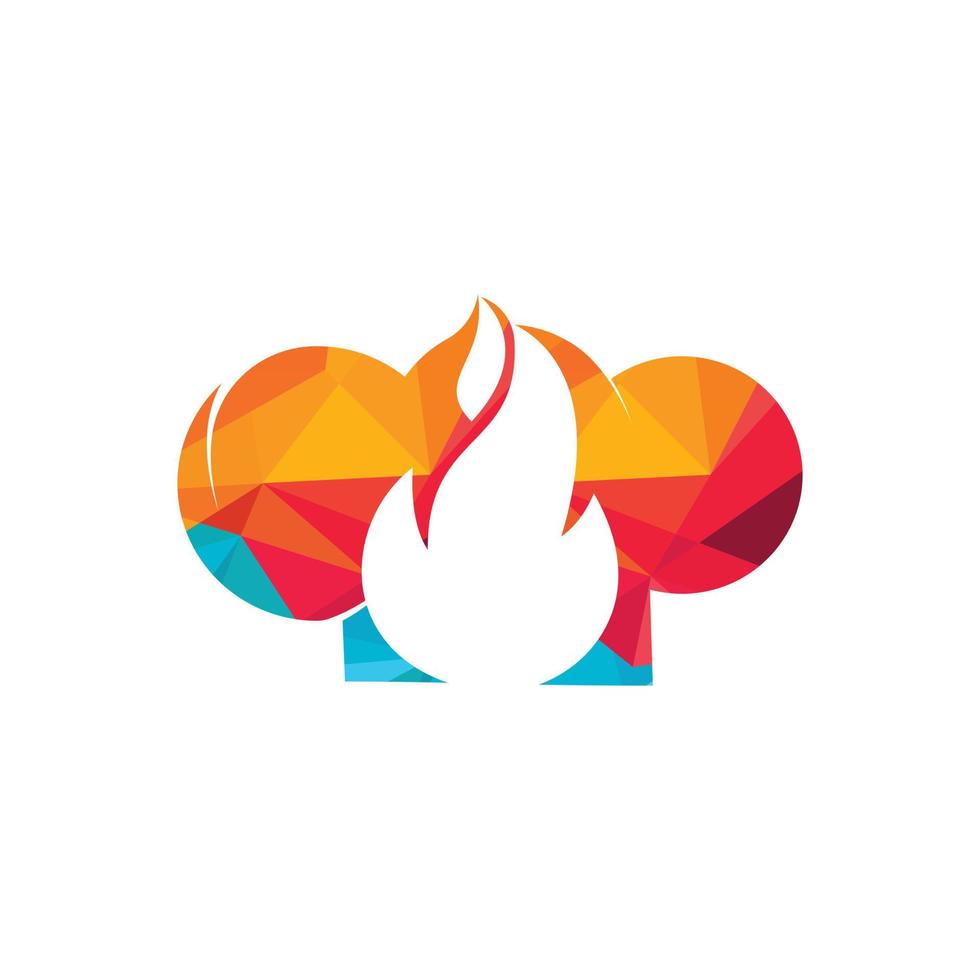 logotipo de vetor de chef quente para restaurante, bistrô, culinária, negócios de cozinha de catering. chapéu de chef com um ícone de vetor de chama.