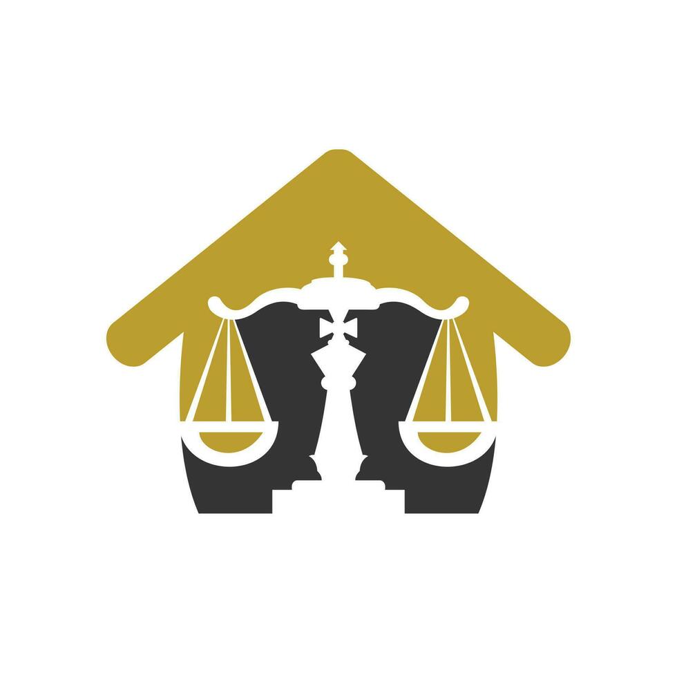 modelo de design de logotipo de vetor de lei de xadrez. rei do xadrez e design de ícone de escala.