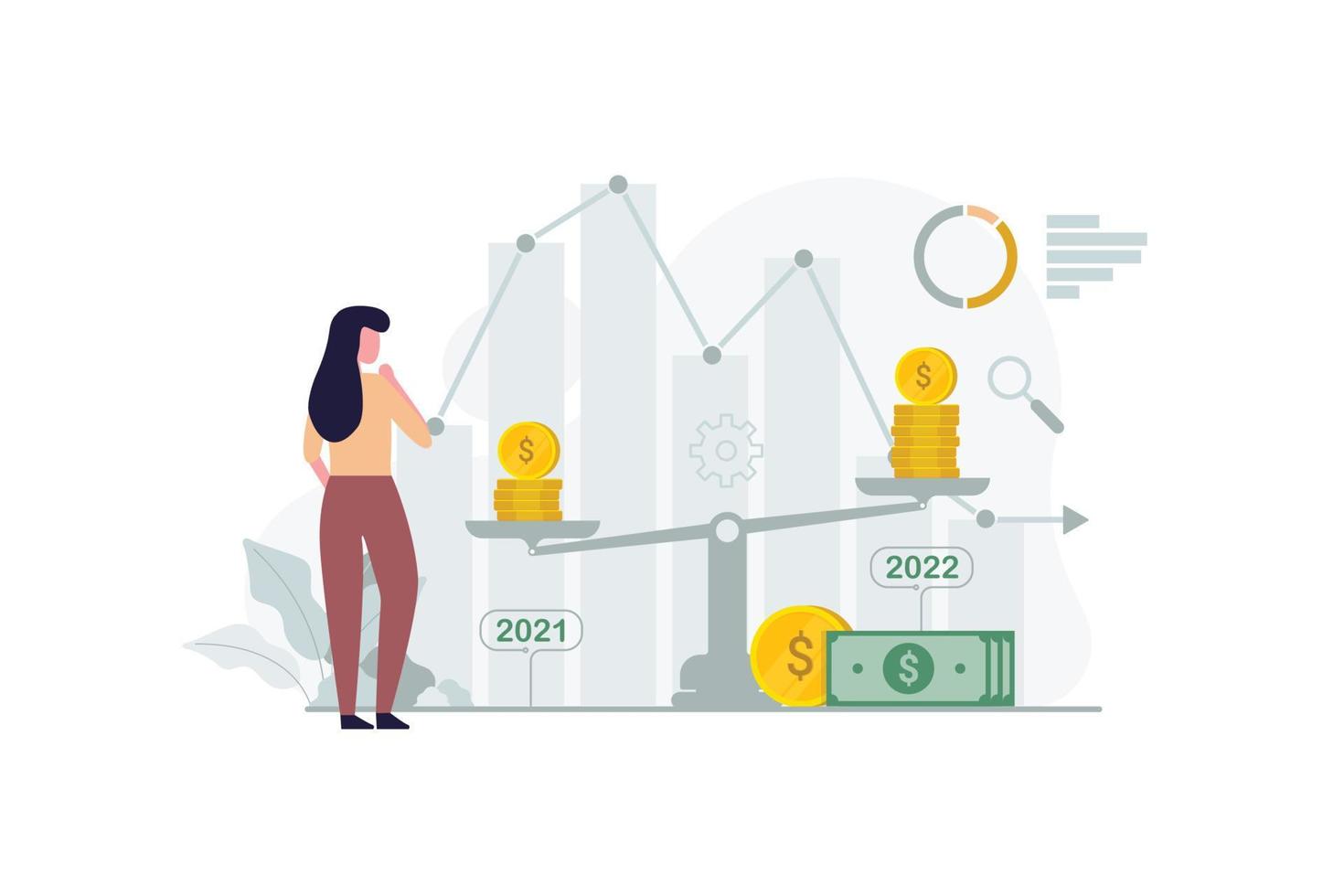 conceito de design de inflação financeira de crise econômica. aumentando os preços dos bens e o valor do dinheiro ilustração vetorial de recessão vetor