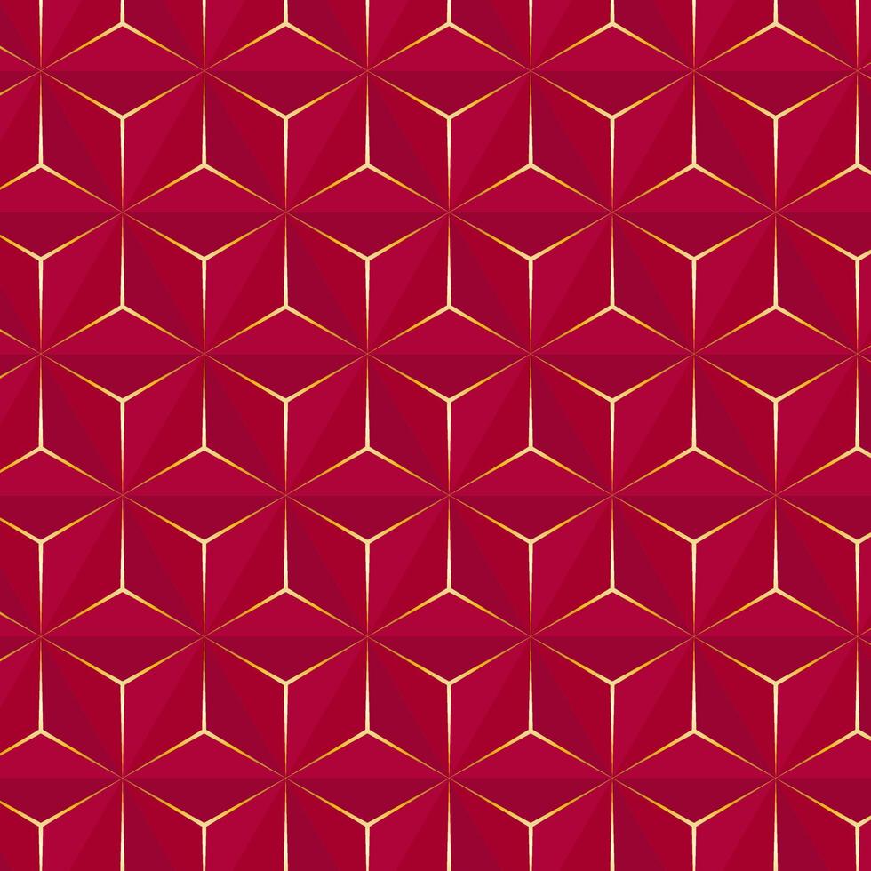 padrão 3d geométrico de ouro vermelho. abstrato. vetor