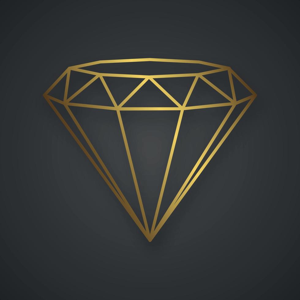 diamante de ouro de luxo isolado. logotipo de linha vetorial para seu projeto vetor