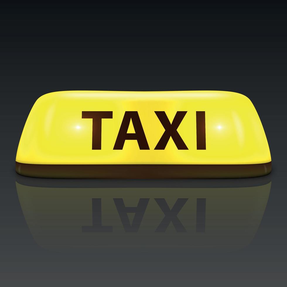 3D sinal amarelo do telhado do táxi. ícone de serviço de lâmpada vetor