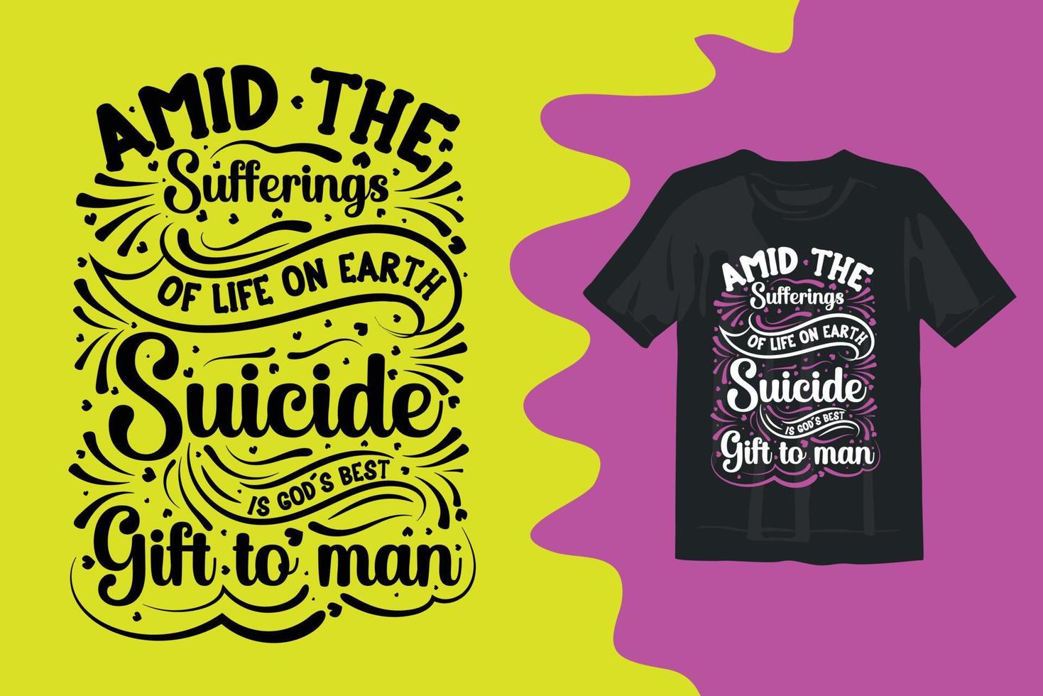 impressão de design de camiseta de tipografia de conscientização de suicídio sob demanda vetor