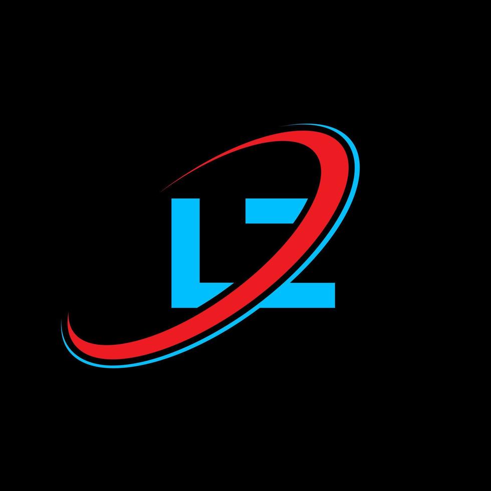 design de logotipo de letra lz lz. letra inicial lz círculo ligado logotipo monograma maiúsculo vermelho e azul. lz logotipo, lz design. lz, lz vetor