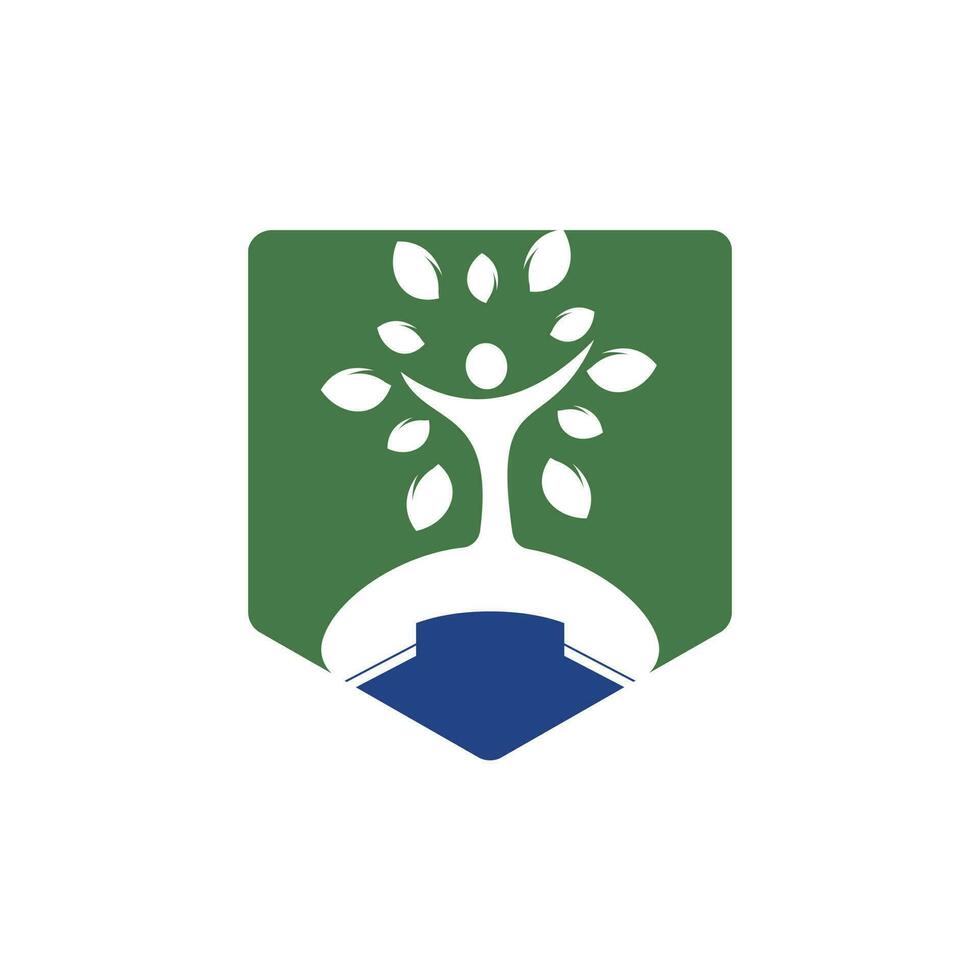 design de logotipo de vetor de chamada de natureza. modelo de design de ícone de monofone e árvore humana.