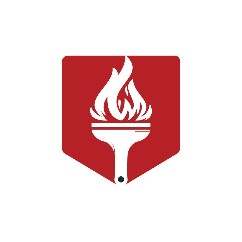 modelo de design de logotipo de vetor de pincel de fogo. inspeção residencial e design de logotipo vetorial de proteção doméstica.