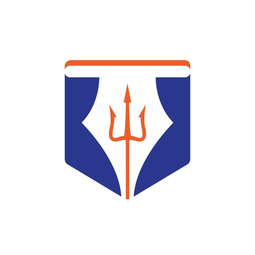 design de logotipo de vetor de tridente de caneta. ilustração de ícone de tridente e ponta.