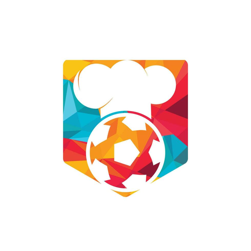 design de logotipo de vetor de chef de futebol. bola de futebol e design de ícone de chapéu de chef.