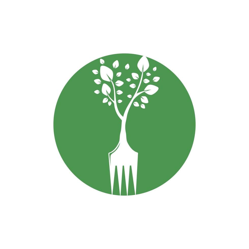 design de logotipo de vetor de árvore de garfo. conceito de logotipo de restaurante e agricultura.