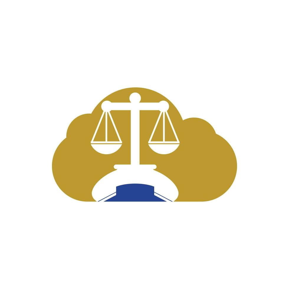 modelo de design de logotipo de vetor de chamada de lei. monofone e equilíbrio com design de ícone de nuvem.