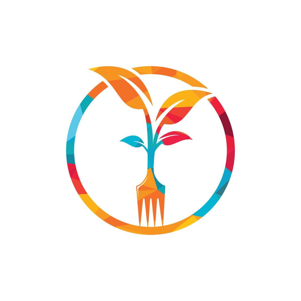 design de logotipo de vetor de árvore de garfo. conceito de logotipo de restaurante e agricultura.