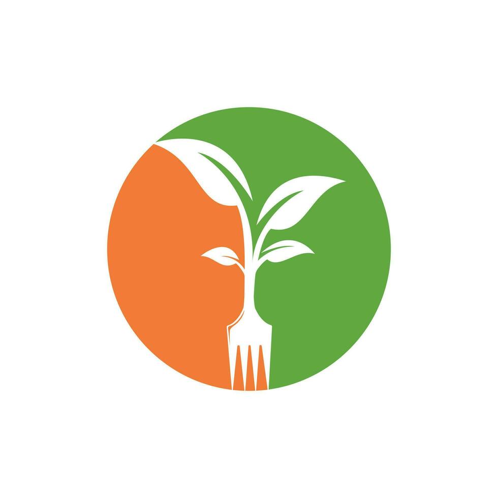 design de logotipo de vetor de árvore de garfo. conceito de logotipo de restaurante e agricultura.