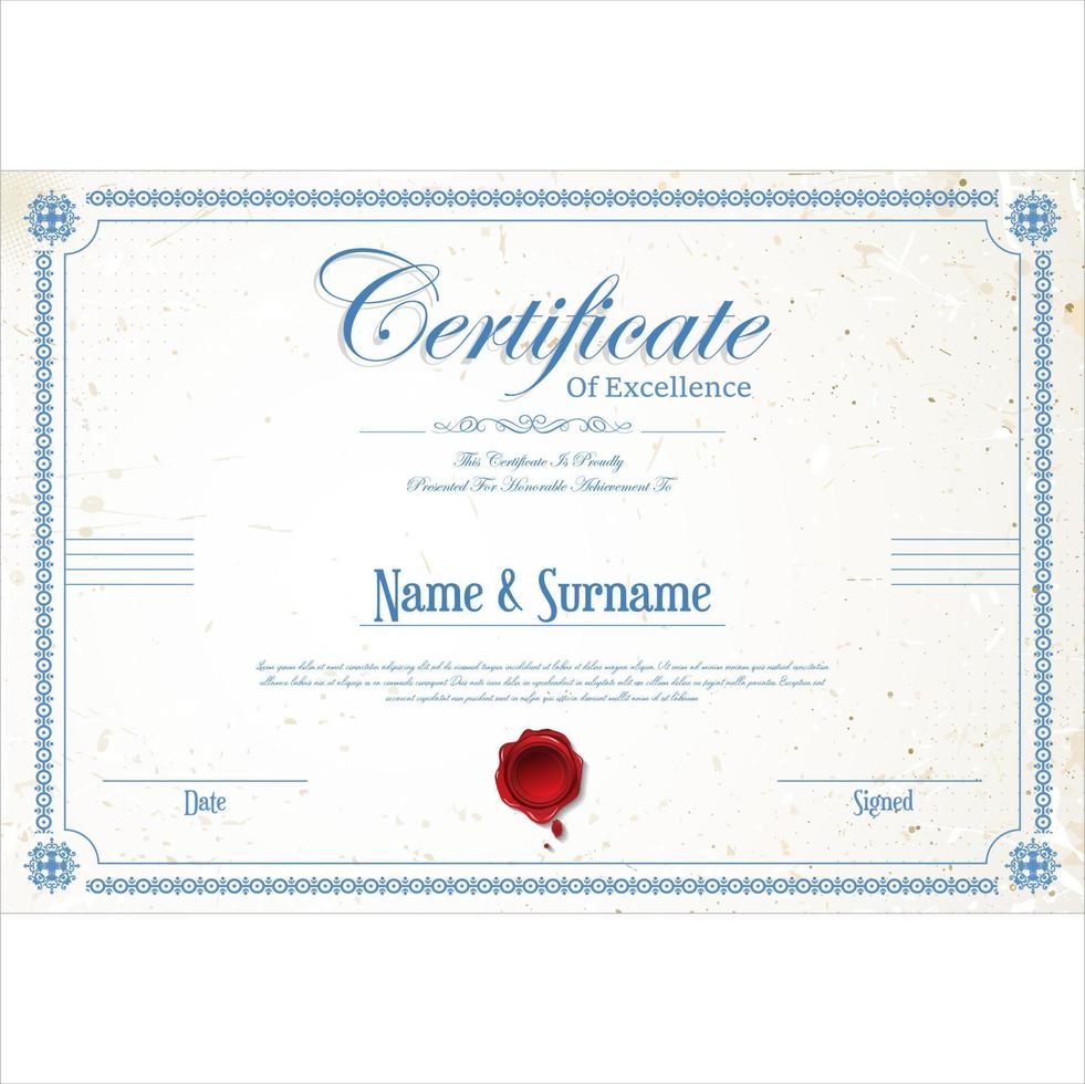 certificado ou diploma retro vintage design vetor