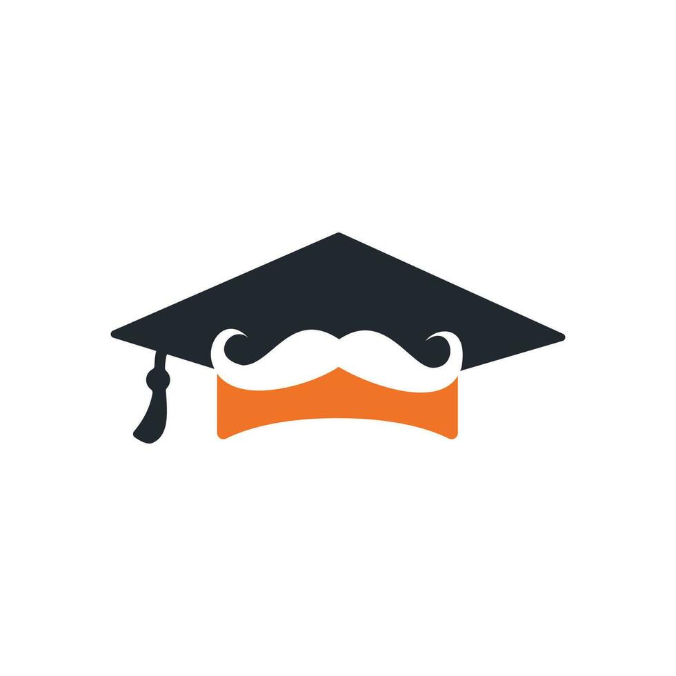 modelo de design de logotipo de educação forte. formatura de chapéu com design de ícone de bigode. vetor