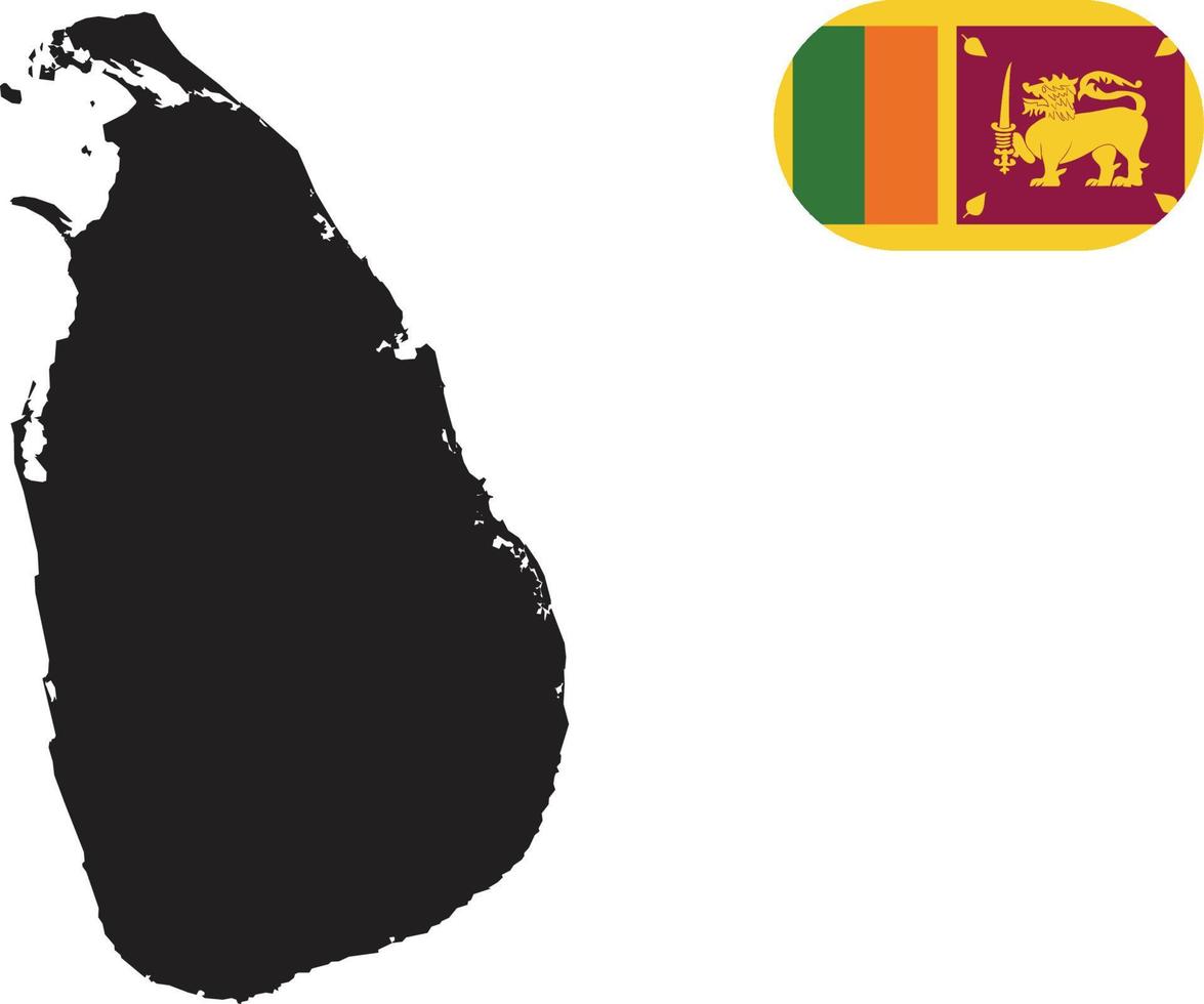 mapa e bandeira do sri lanka vetor