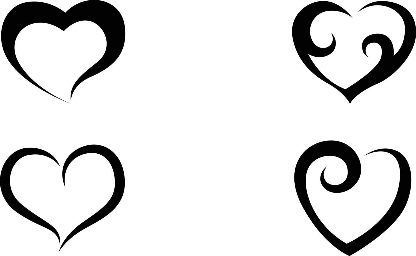 cenografia de ícones de formas de coração. silhueta de desenho de coração. design de forma de ícone de coração negro. conjunto de design isolado de símbolos de amor vetor
