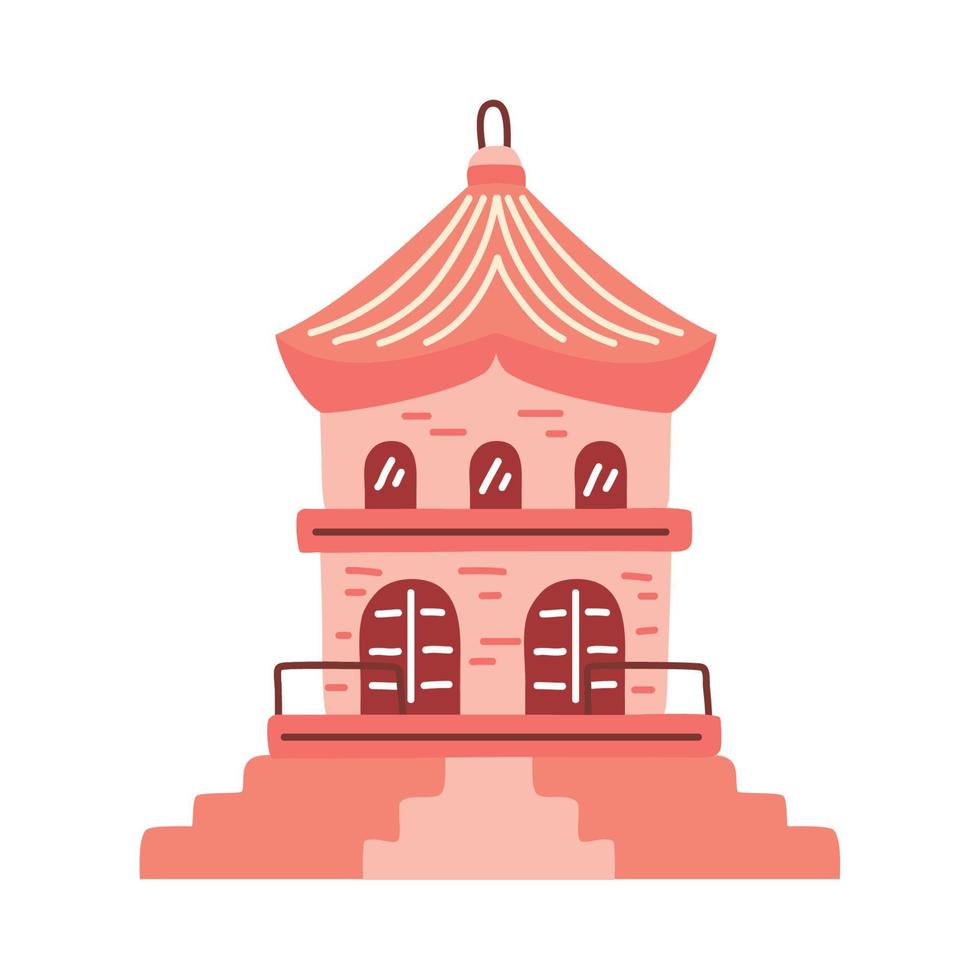 fachada de edifício coreano rosa vetor