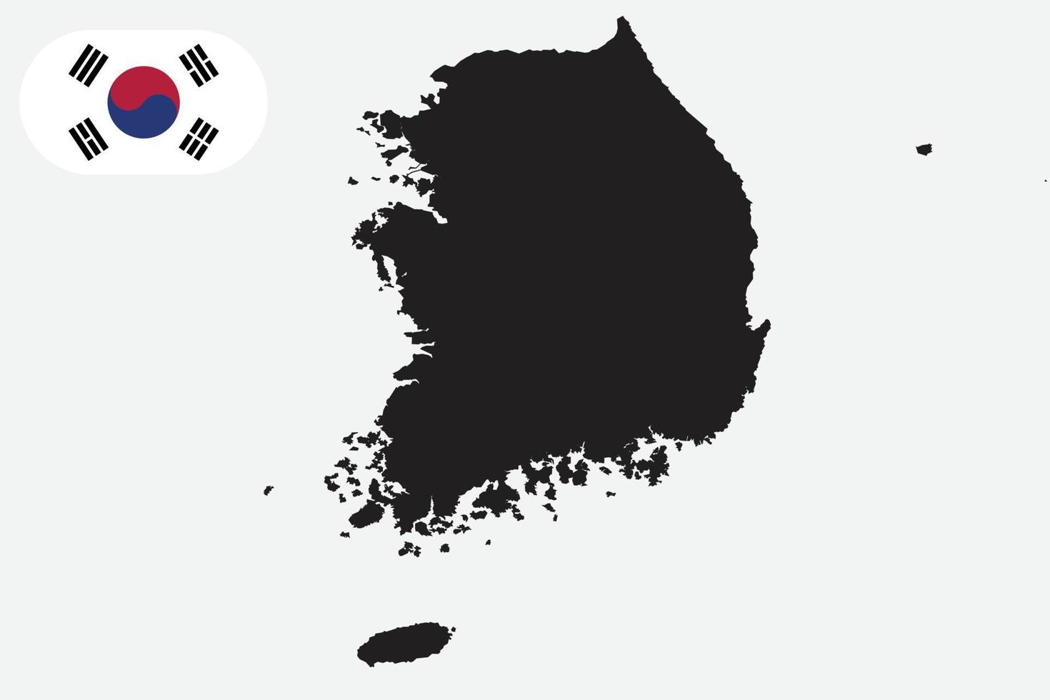 mapa e bandeira da coreia do sul vetor