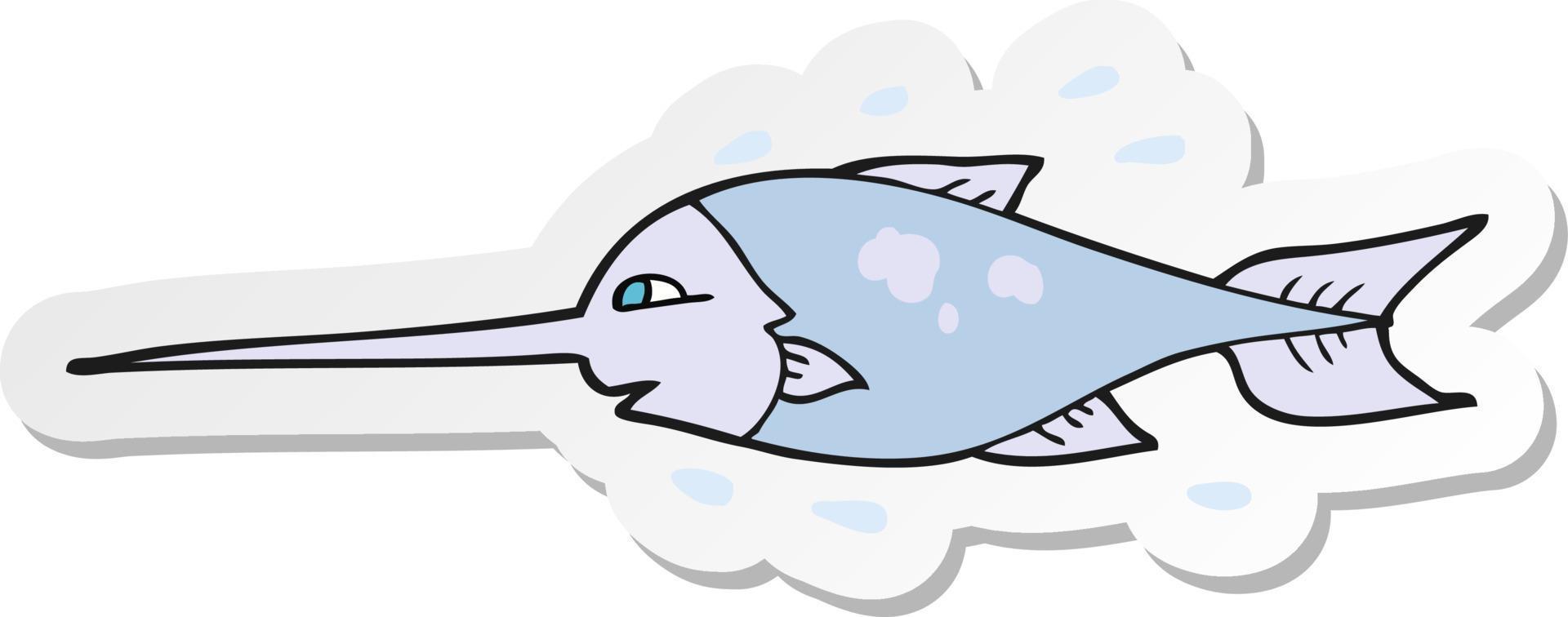 adesivo de um peixe-espada de desenho animado vetor