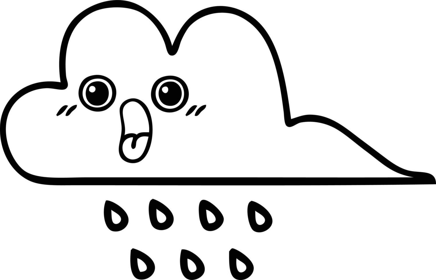 desenho de linha desenho animado nuvem de chuva vetor