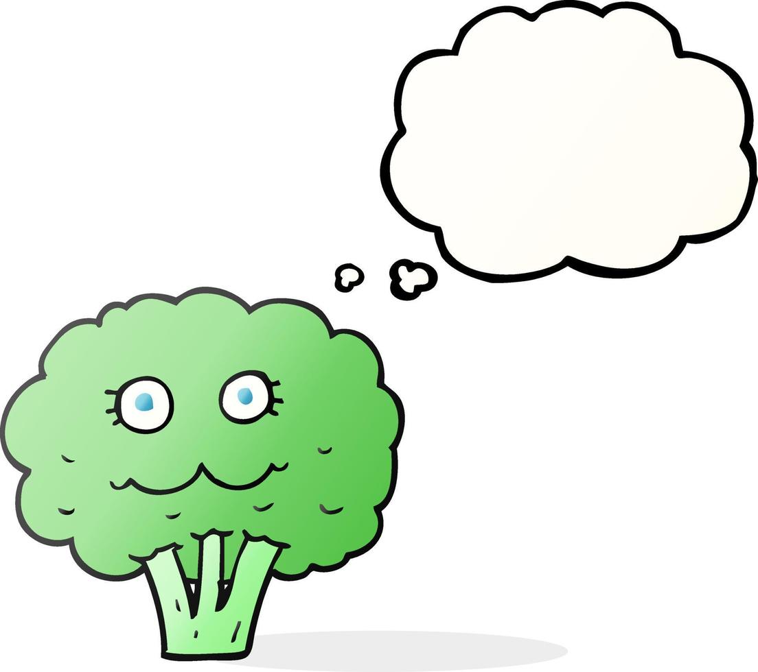 brócolis de desenho animado de balão de pensamento desenhado à mão livre vetor