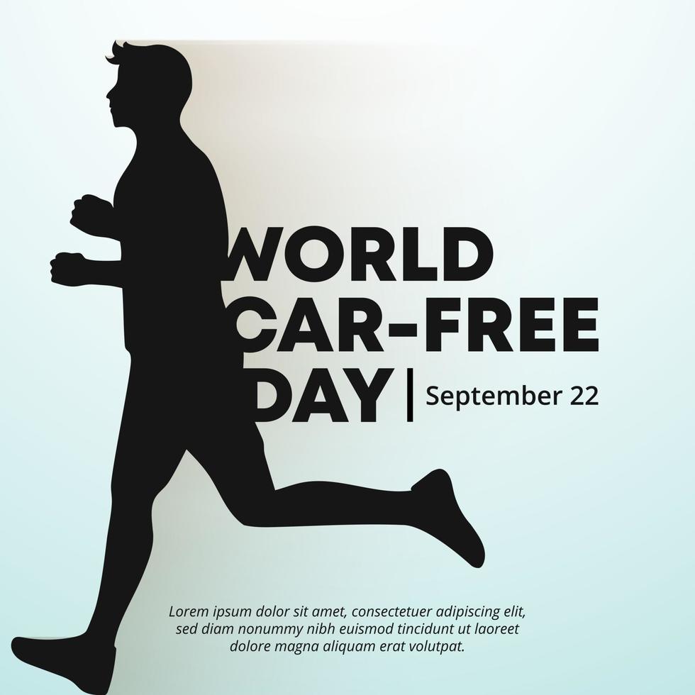 fundo do dia mundial sem carros com um homem correndo vetor