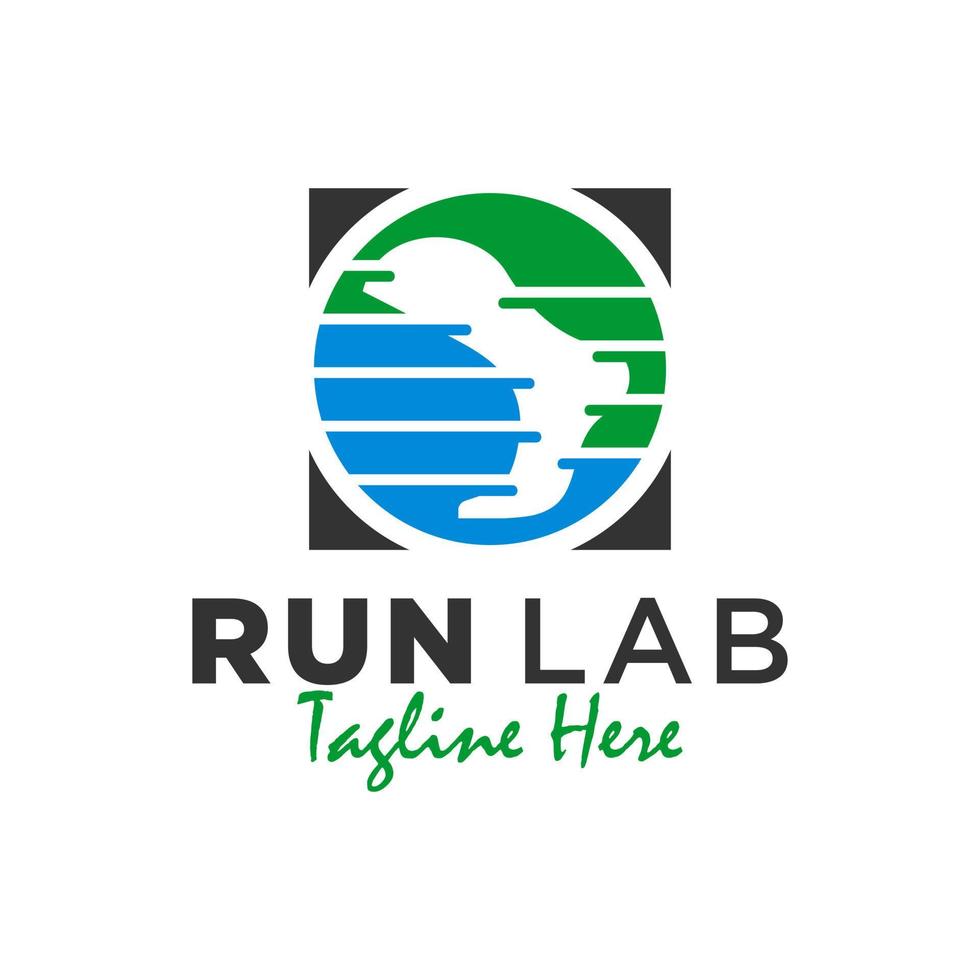 design de logotipo de laboratório de saúde de pé de corredor vetor