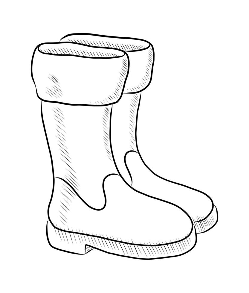 ilustração em vetor preto de botas de borracha isoladas no fundo branco