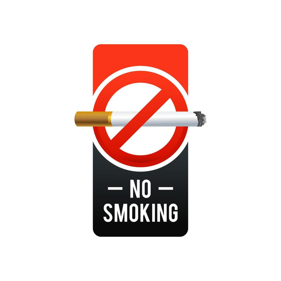 cartaz de não fumar ícone de design de ilustração vetorial moderna com objeto de cigarro realista vetor