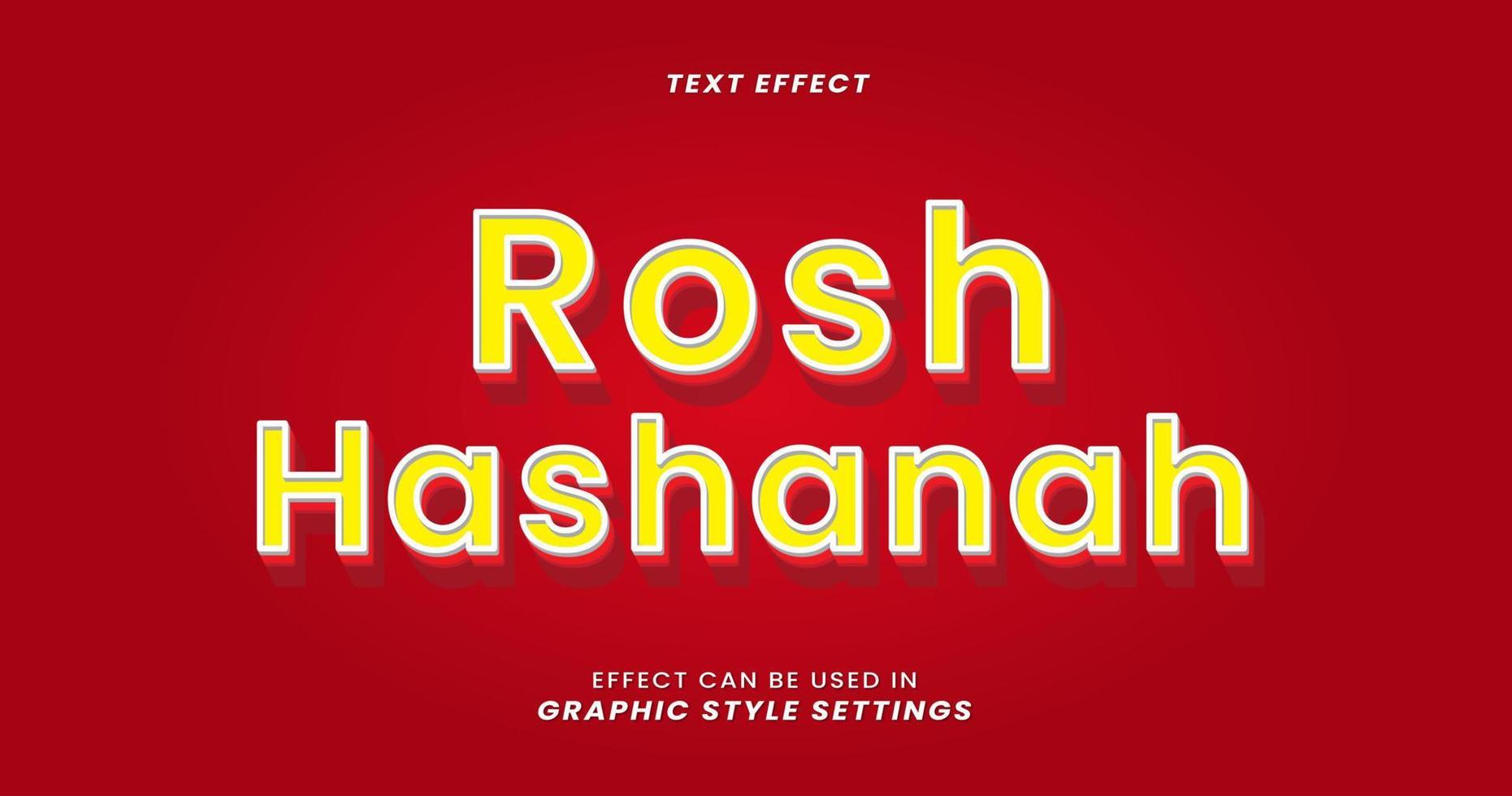 efeito de texto rosh hashana com estilo de fonte 3d vetor