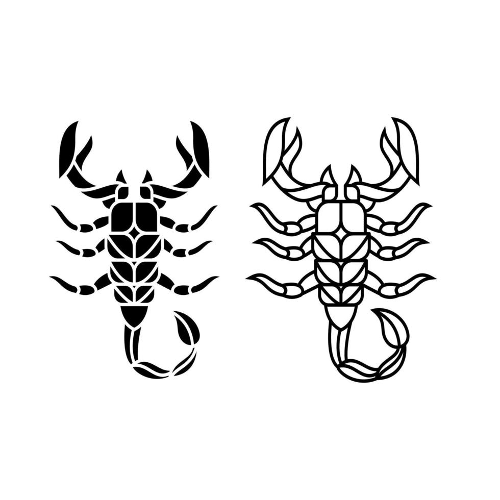 zodíaco scorpio horóscopo sinal linha arte silhueta design ilustração vetorial. modelo de emblema de escorpião do zodíaco linear elegante decorativo criativo para decoração de logotipo ou pôster. vetor