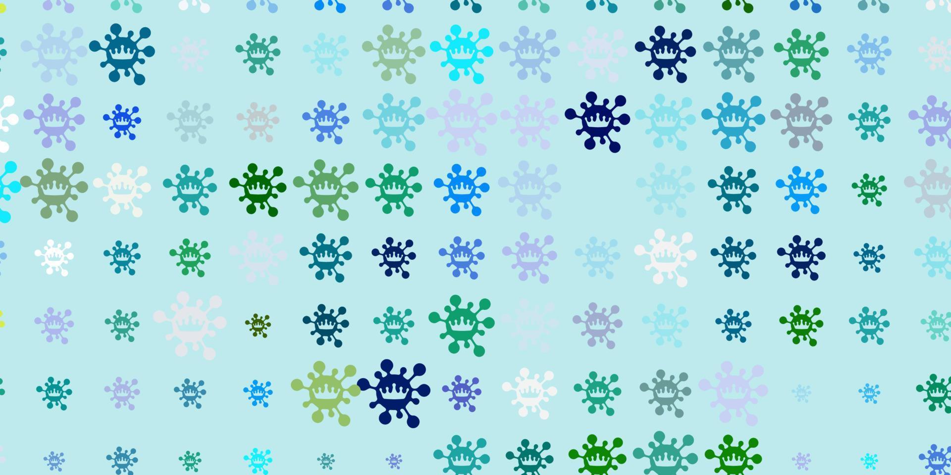 textura vector azul e verde claro com símbolos de doença.