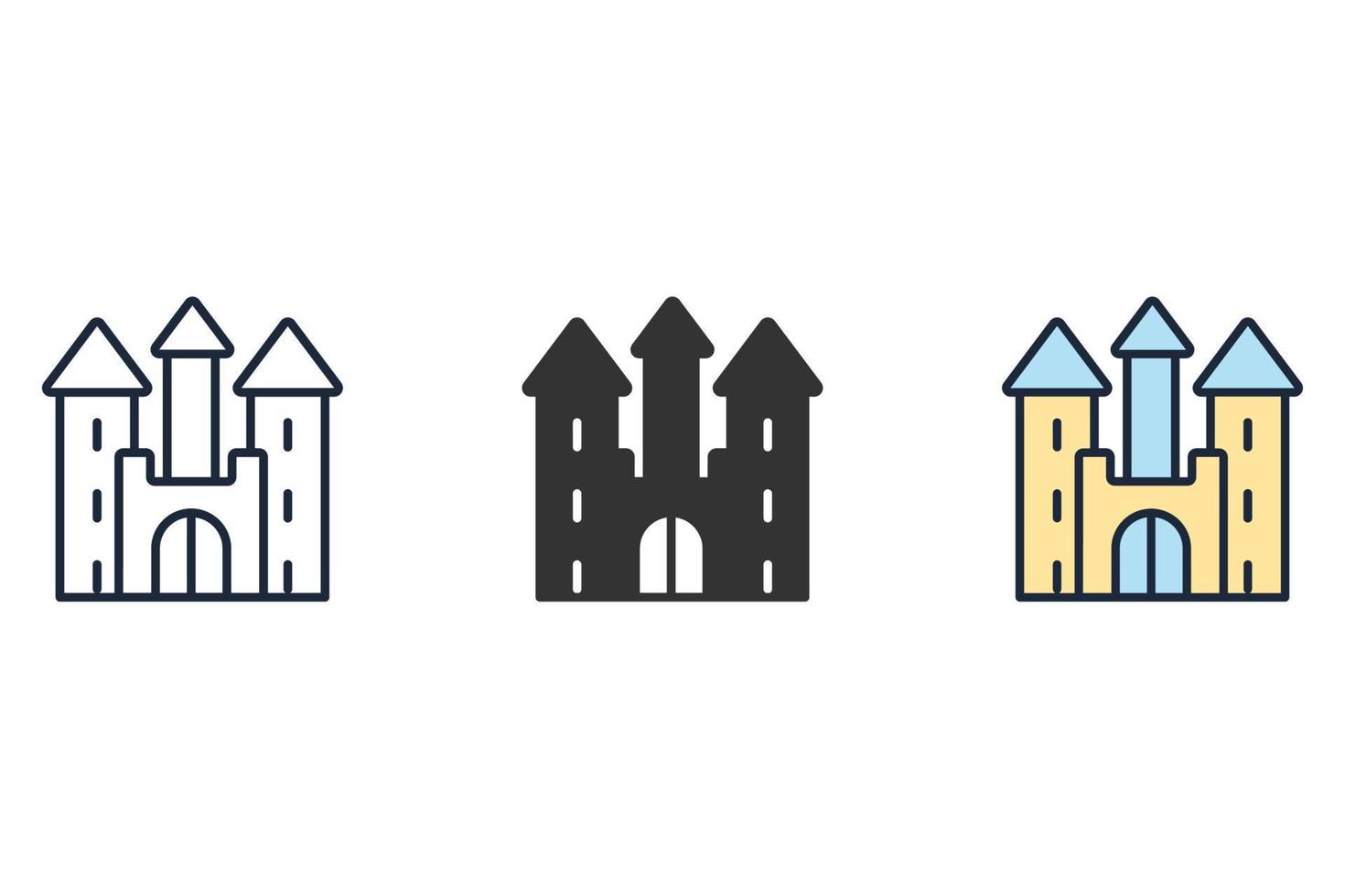 ícones do castelo simbolizam elementos vetoriais para infográfico web vetor