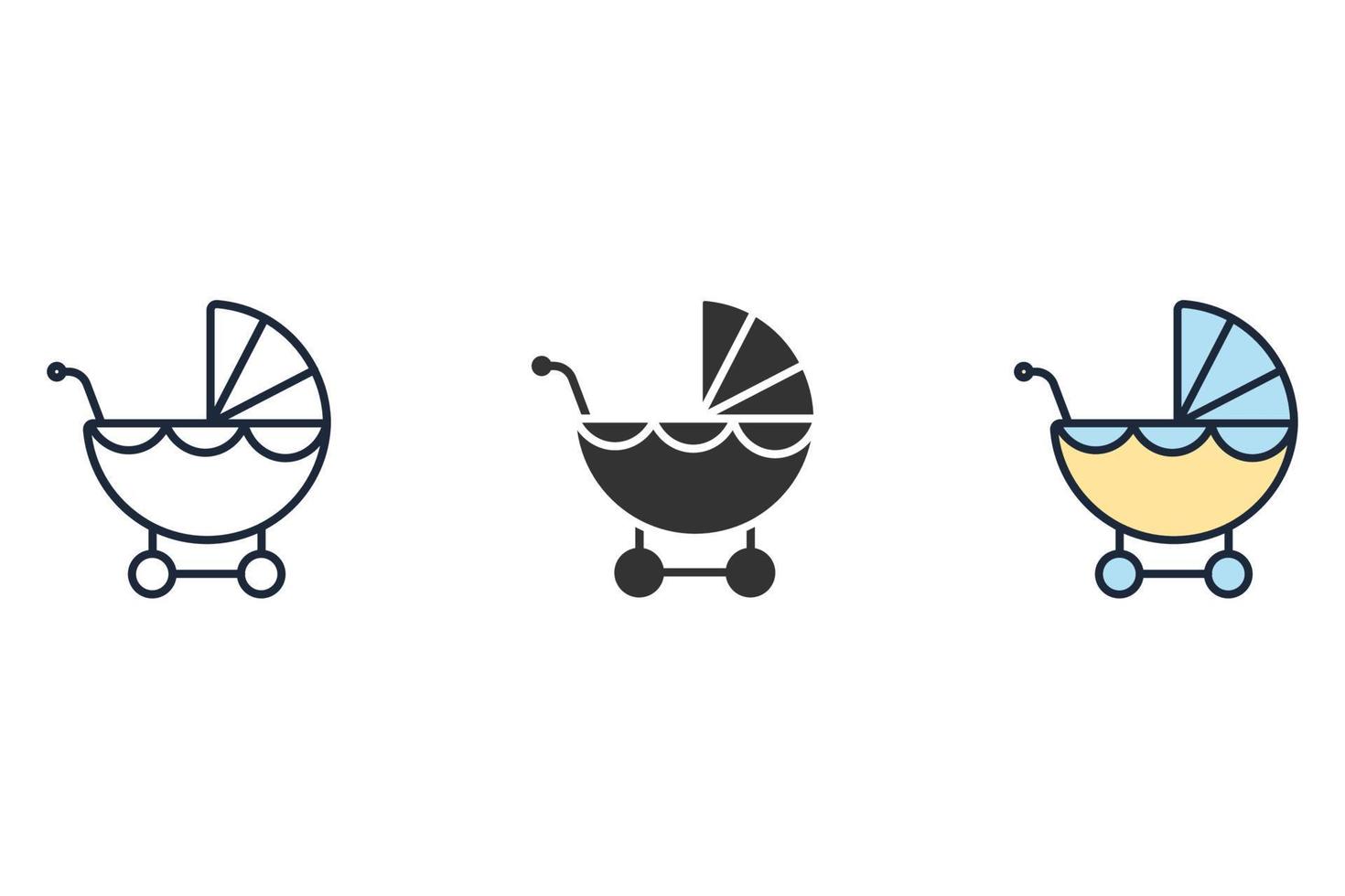 ícones de carrinho de criança simbolizam elementos vetoriais para infográfico web vetor