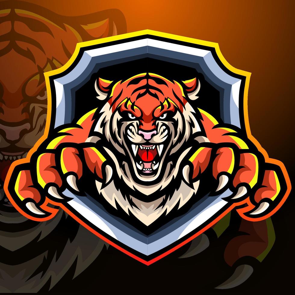 logotipo do mascote do tigre principal para jogos eletrônicos 3194901 Vetor  no Vecteezy