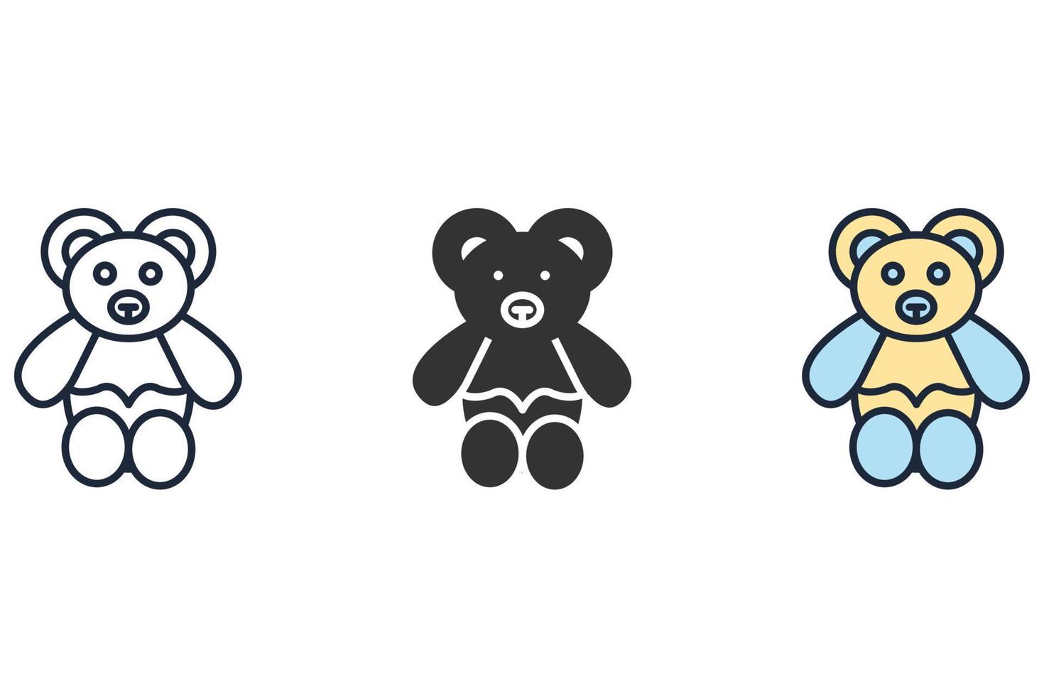 ícones de urso de pelúcia símbolo de elementos vetoriais para infográfico web vetor
