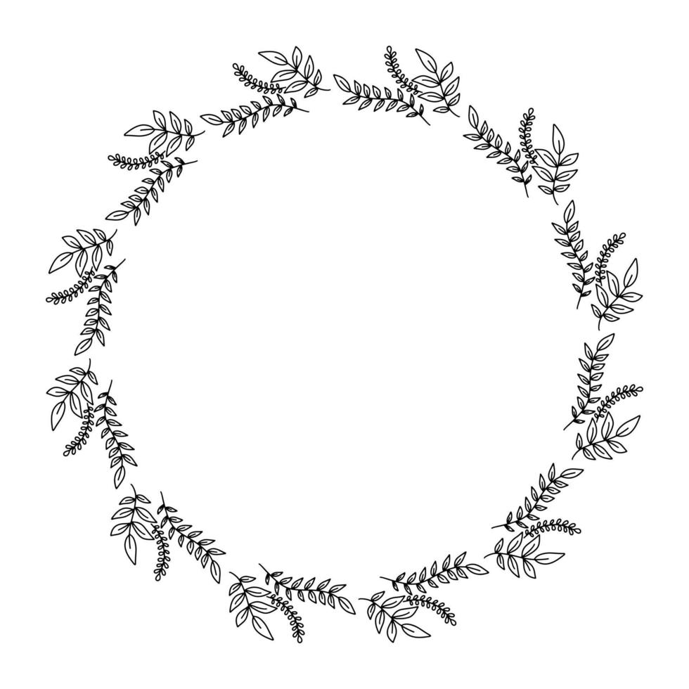 vetor mão desenhada flor círculo quadro isolado no fundo branco. desenhos florais decorativos doodle, moldura quadrada, primavera, flores, folhas, plantas, decorações de flores, grinaldas para design sazonal.