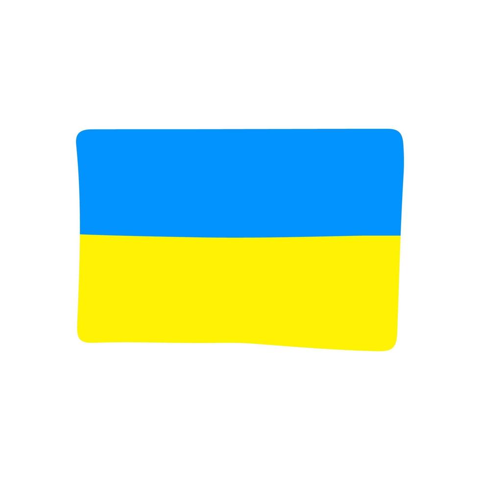 conceito de bandeira da ucrânia desenhado à mão. bandeira do estilo ucrânia doodle isolado no fundo branco. forma de retângulo azul e amarelo. símbolo de bandeira nacional ucraniana de vetor. elemento boho da crise ucraniana. vetor