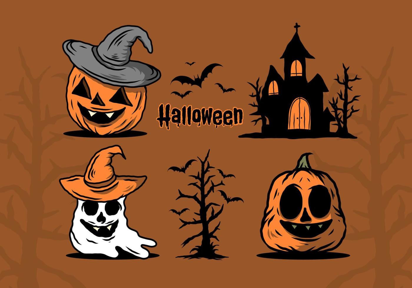 design de ilustração de coisas assustadoras de halloween vetor