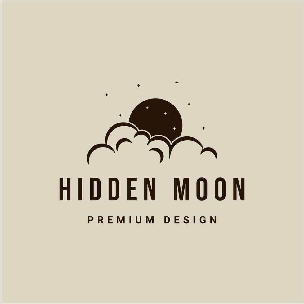 lua com logotipo de vetor de nuvem vintage ilustração minimalista modelo ícone design gráfico. lunar com signo ou símbolo com estilo retrô simples