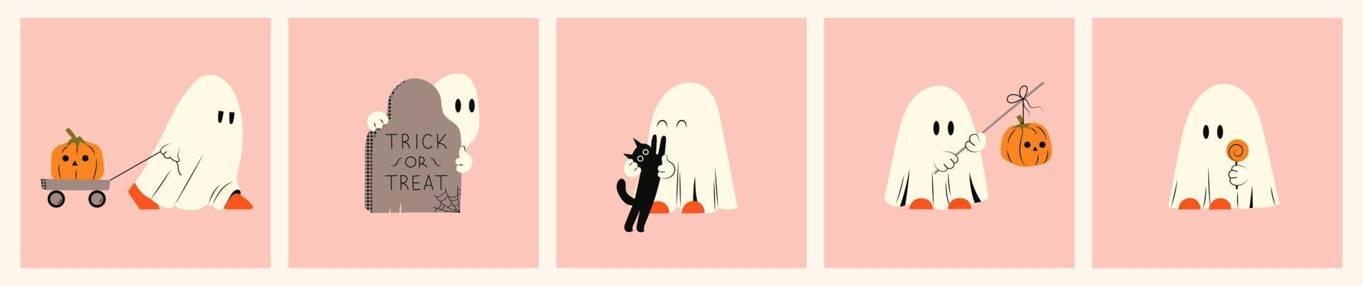 Fantasma De Halloween Com Mãos Levantadas. Fantasma Kawaii Em Roupas  Brancas. Desenho Místico Do Monstro Kawaii Ilustração do Vetor - Ilustração  de branco, feriado: 254461412