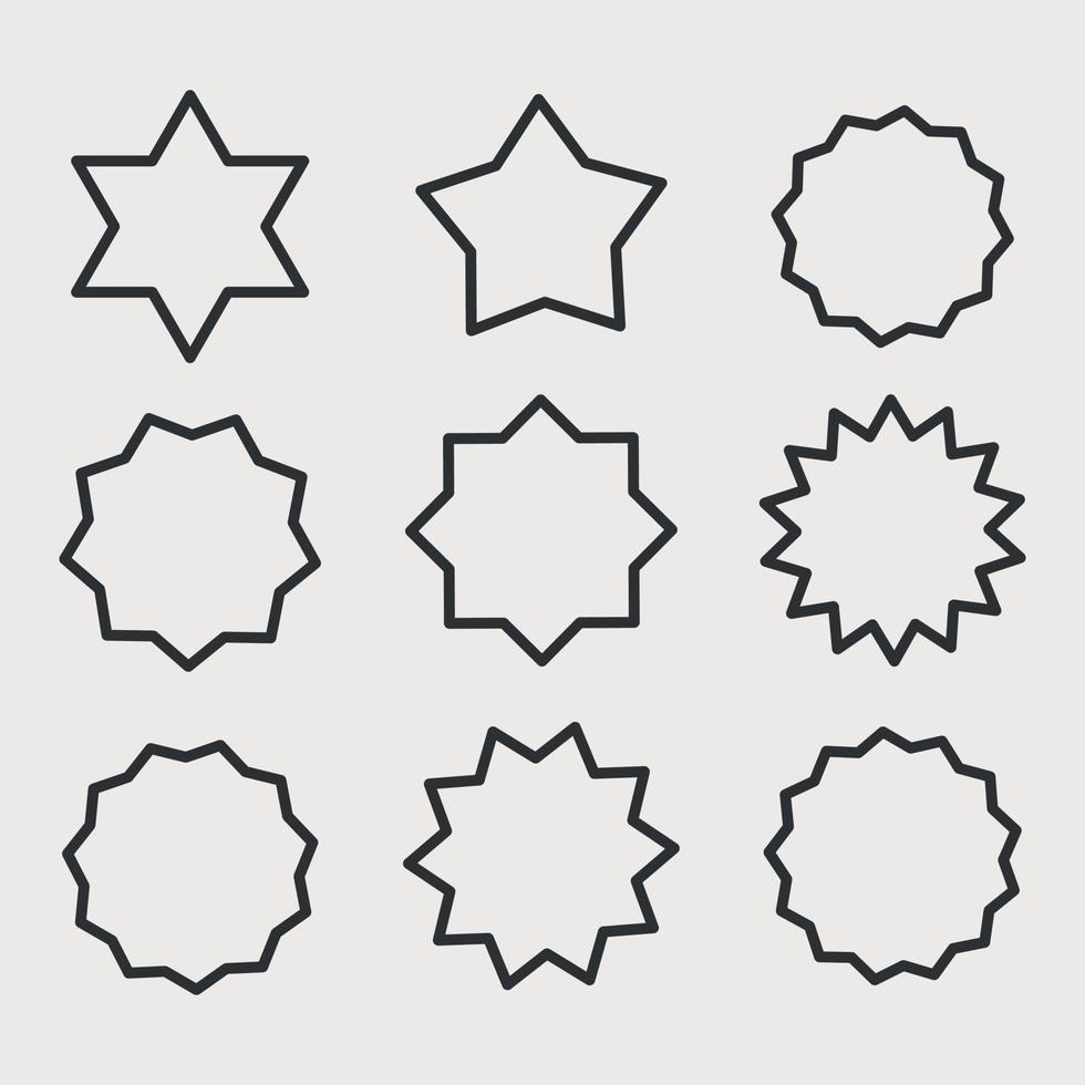conjunto de ícones de linha de estrelas. pacote de pictogramas simples. diferentes tipos de estrelas. vetor