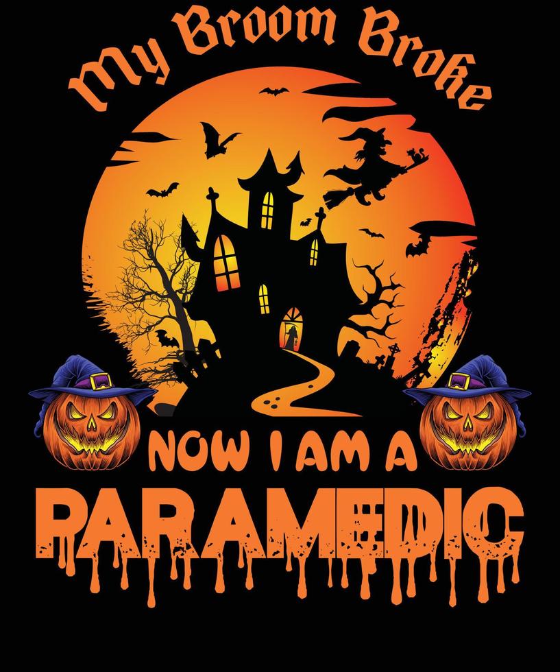 design de camiseta de paramédico para o halloween vetor