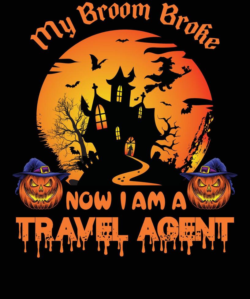 design de camiseta de agente de viagens para o halloween vetor