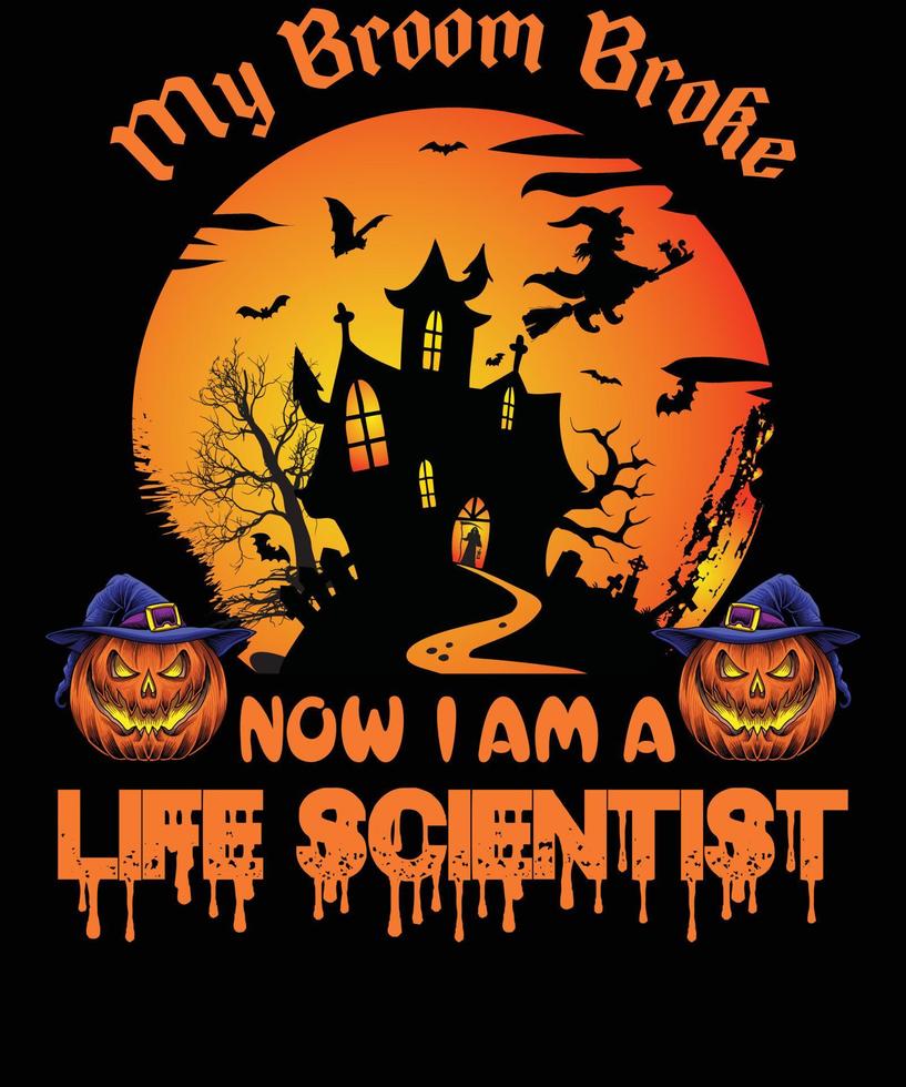 design de camiseta de cientista de vida para o halloween vetor