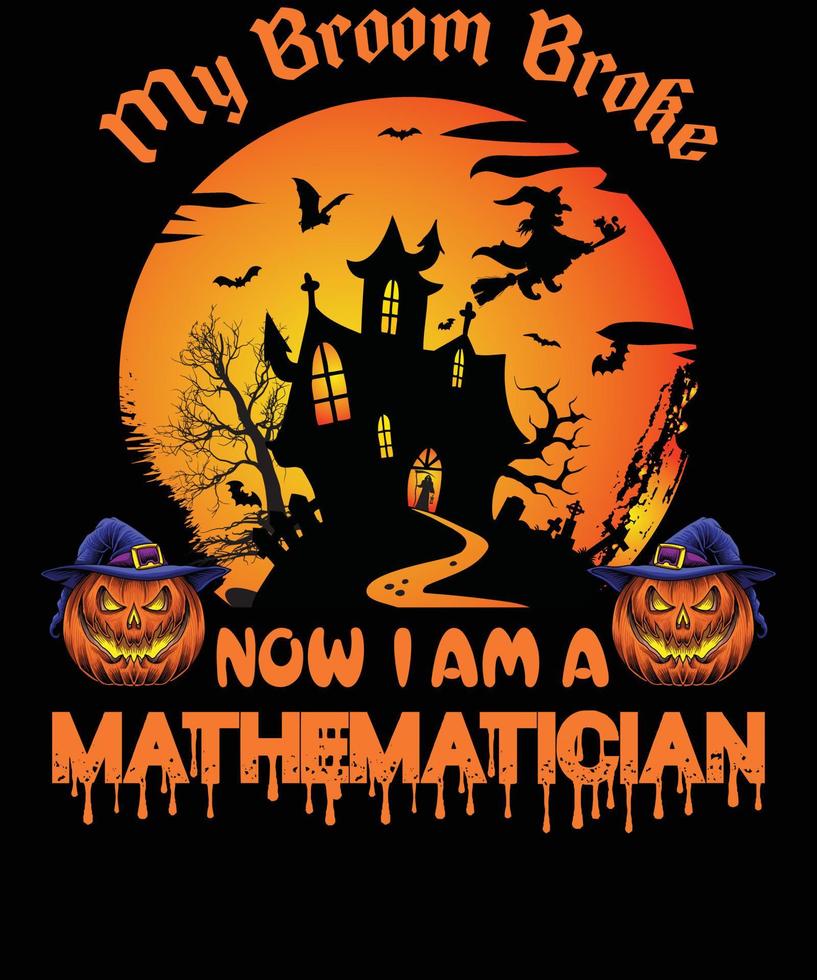 design de camiseta de matemático para o halloween vetor